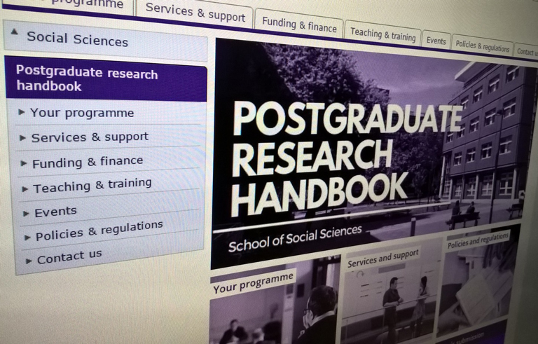 Screenshot of the online handbook